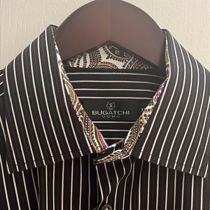 Black Striped Bugatchi Dress Shirt